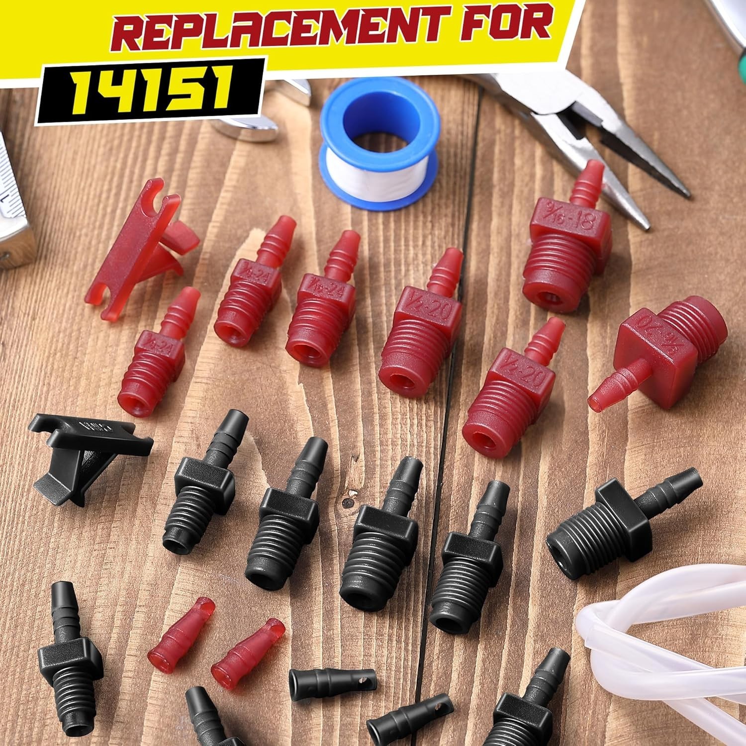 Brake Master Cylinder Bleeder Kit with Clear Hoses Fittings 29 pcs