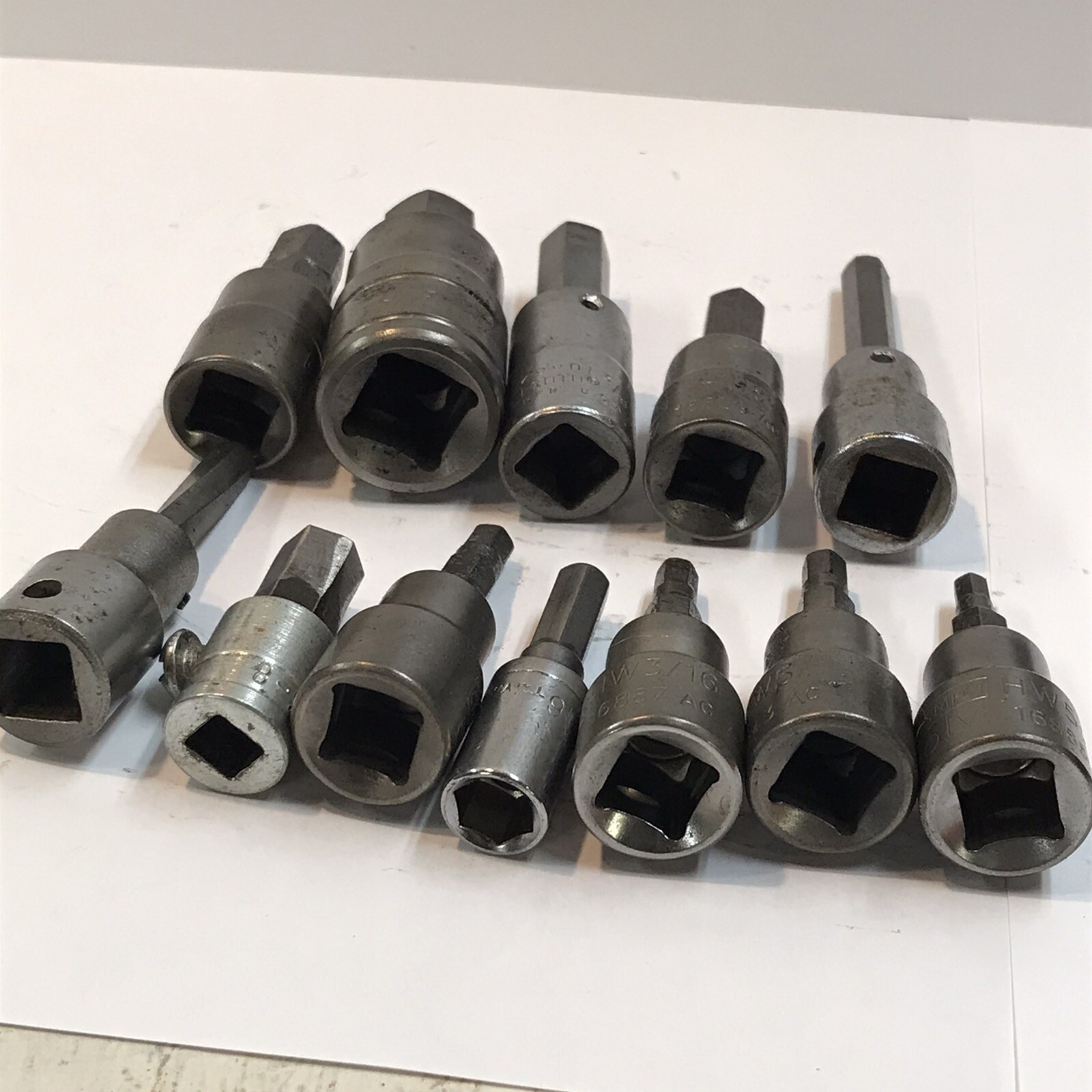 Lot Of 12 Allen Hex Sockets Craftsman Proto and others 1/2″ & 3/8″