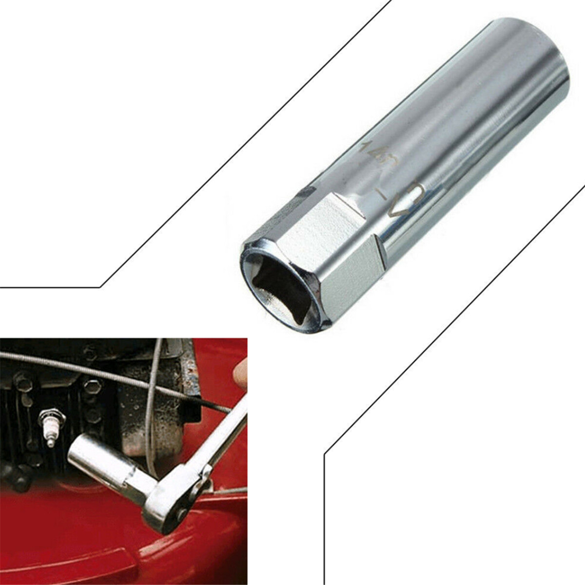 1PCS Spark Plug Socket Removal Tool Thin Wall 12 Points 14mm Magnetic 3/8″ Drive