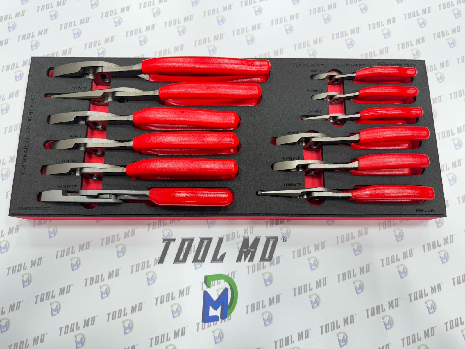 Snap-on Tools USA NEW RED 12pc Master Slip Joint Pliers Foam Set PLSJ1200FR