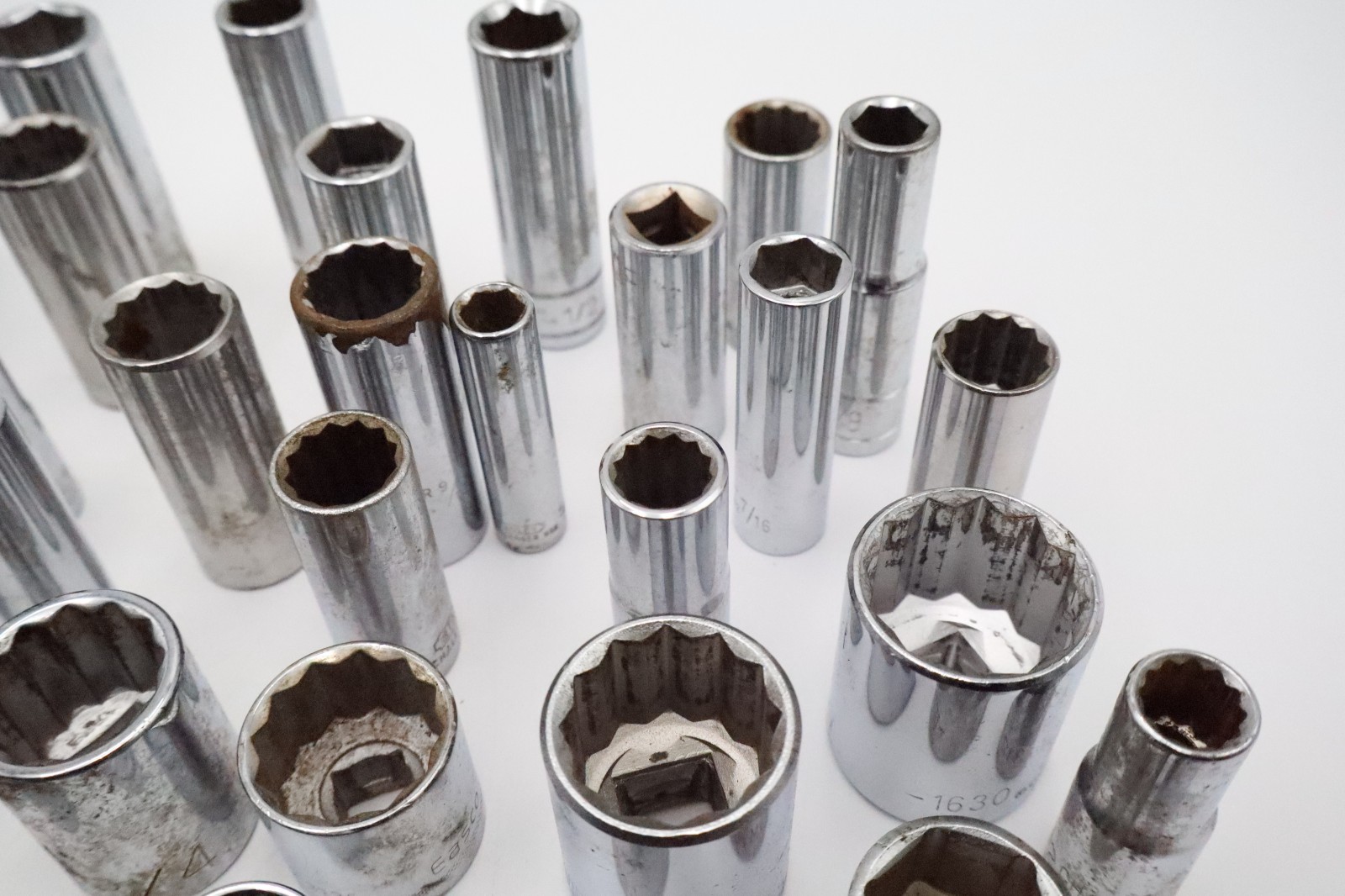 Large Mixed Socket Lot 1/4 3/8 1/2 Drive SAE Metric Deep Standard USA Tools