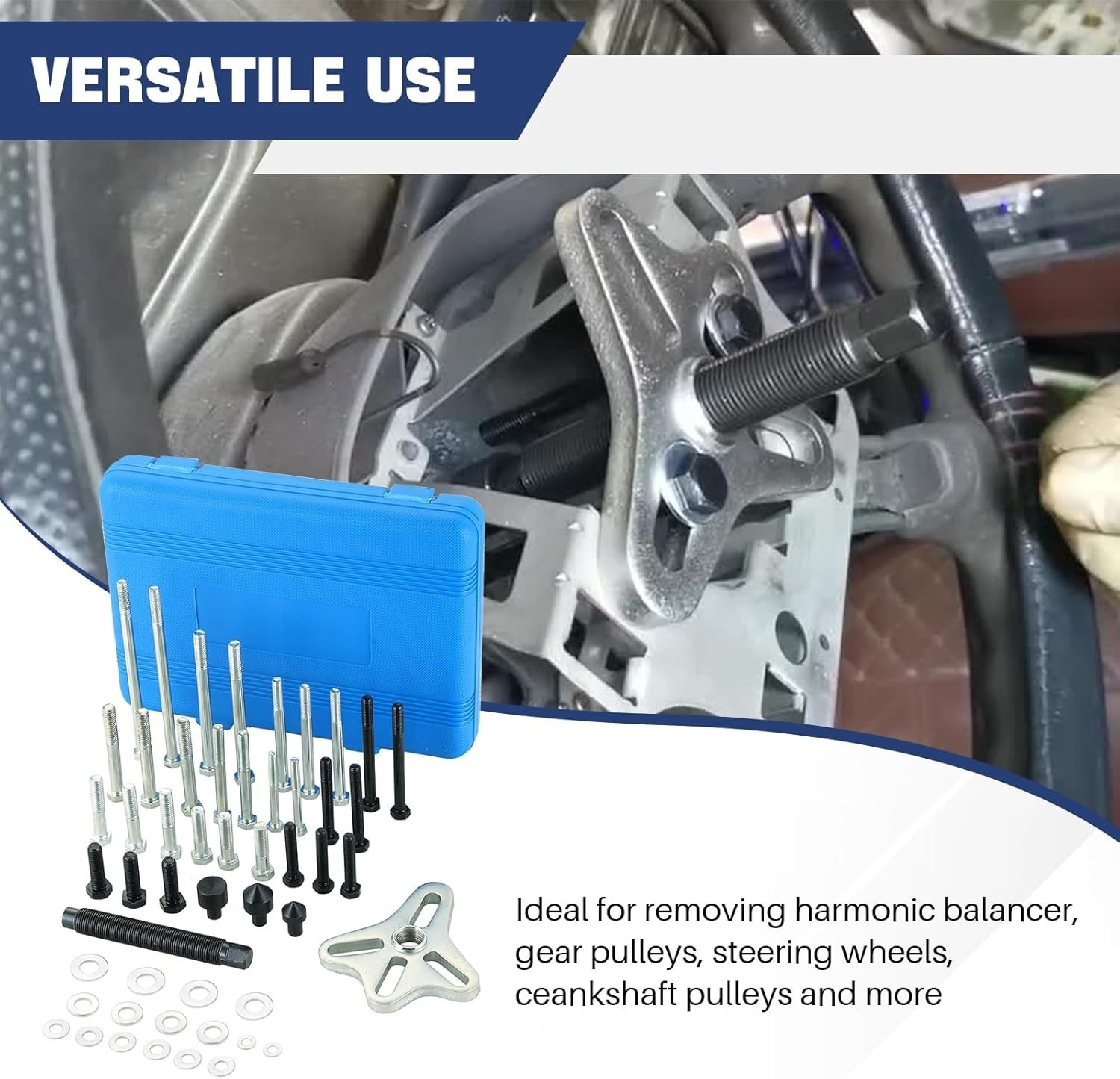 Harmonic Balancer Puller Set, 46 Pcs Flywheel Steering Wheel Puller Kit Gear …