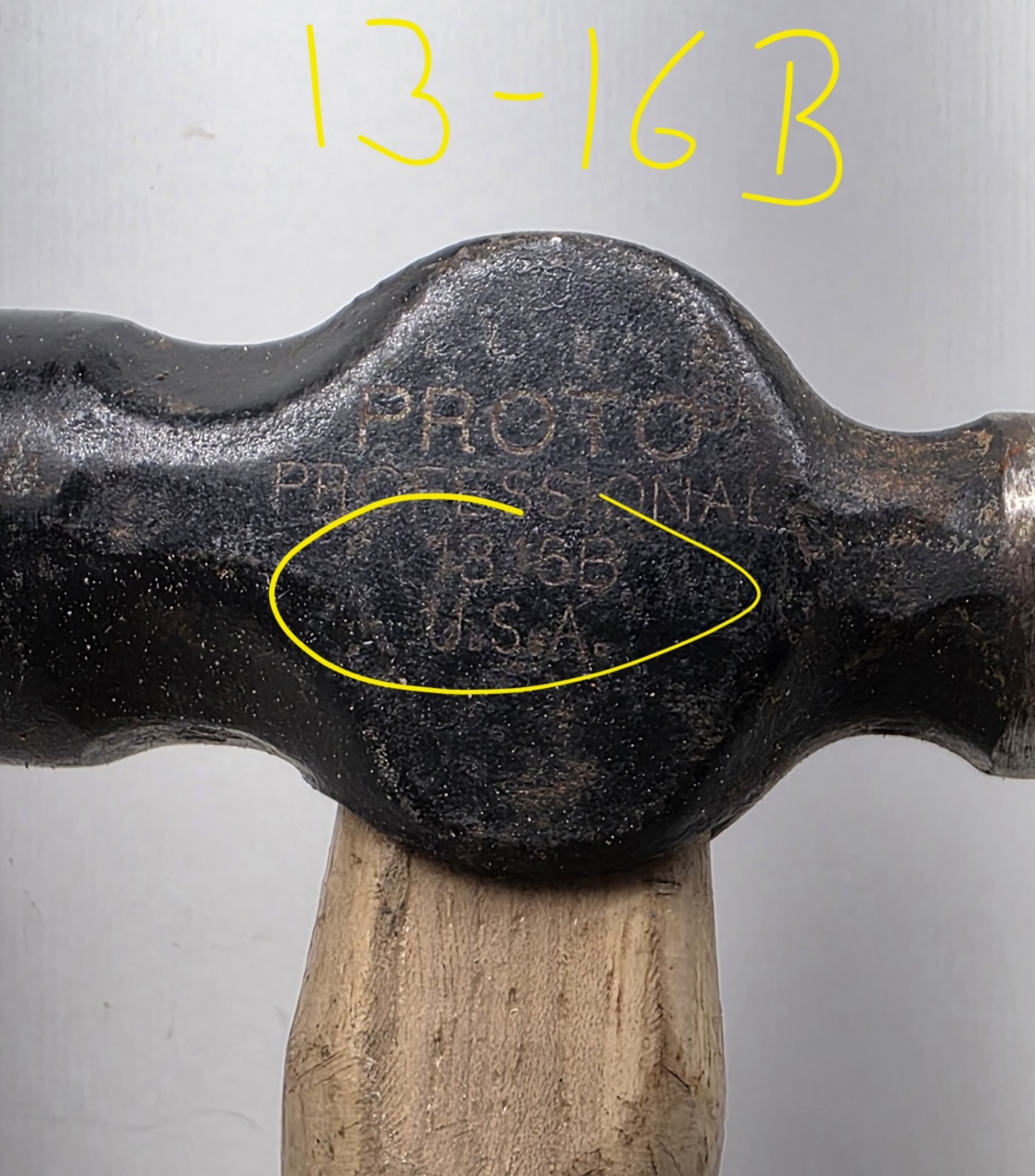 Vintage PROTO 1316B Ball Peen Hammer 16oz – Made In USA 13-16B