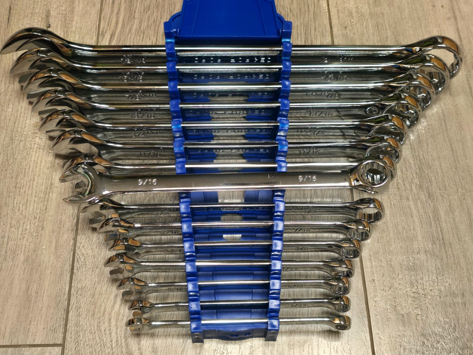 15pc Full Polish SAE Combination Wrench Set with Rack 1/4″ to 1″