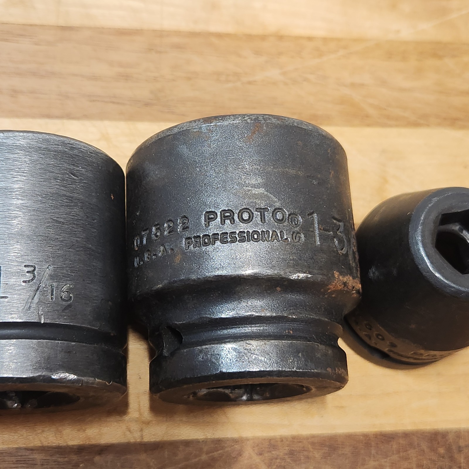 Wright & Proto 3/4 inch drive 6 point socket lot 1-3/8, 1-3/16, 7/8, 11/16, 9/16