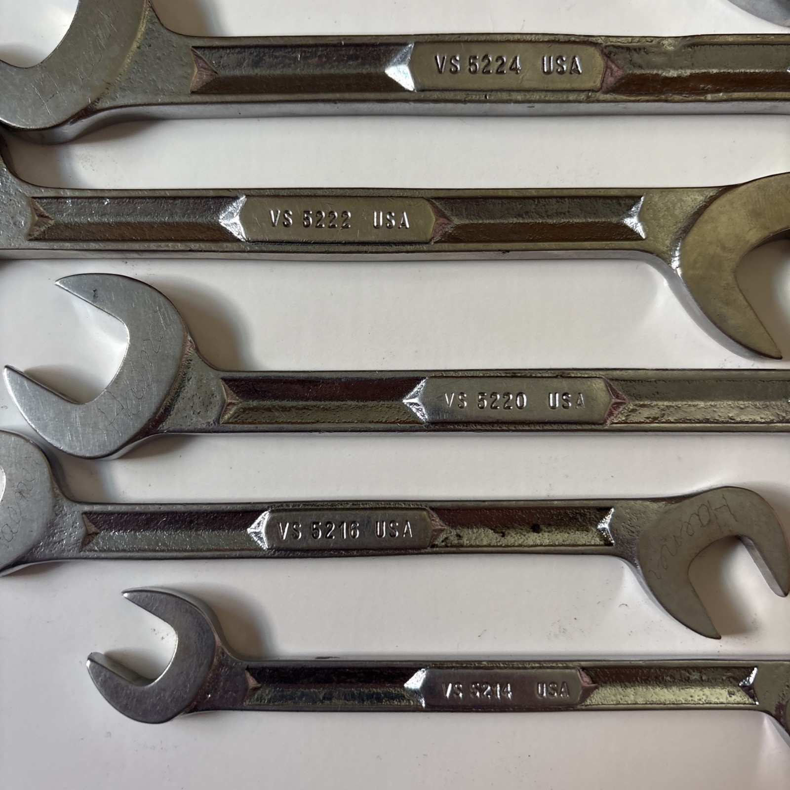 Snap-on 8-Pc SAE 4-Way Angle Head Open End Wrench Set VS5214-VS5230 (7/16-15/16)