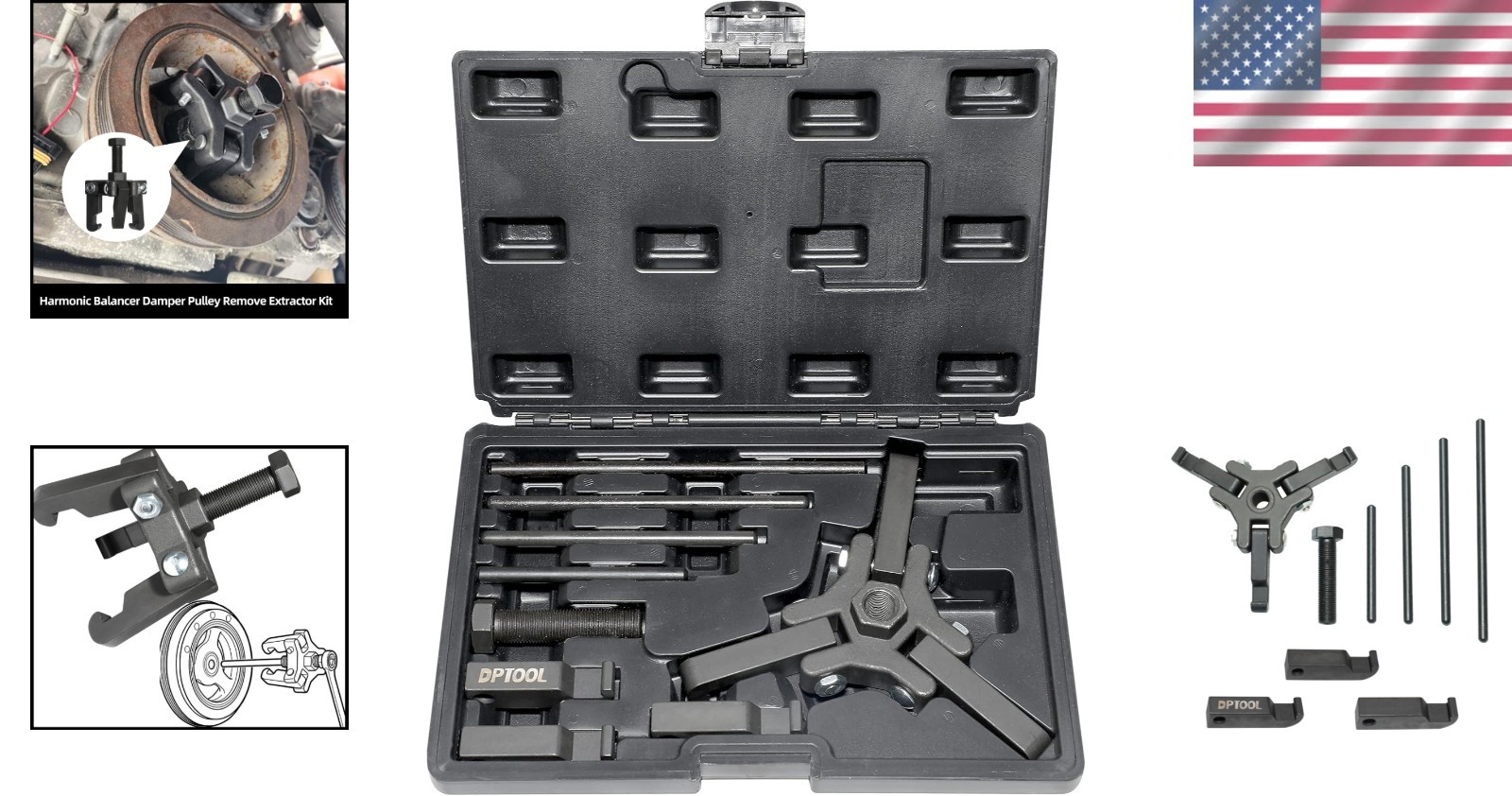 Heavy Duty Harmonic Balancer Extractor Set with High Quality Steel Construction
