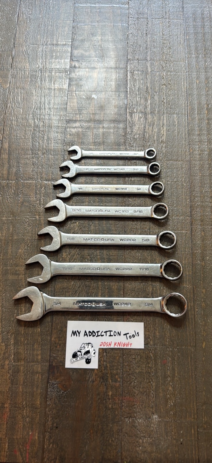 MATCO SAE wrench set 3/4 to 3/8 no owner markings all work great