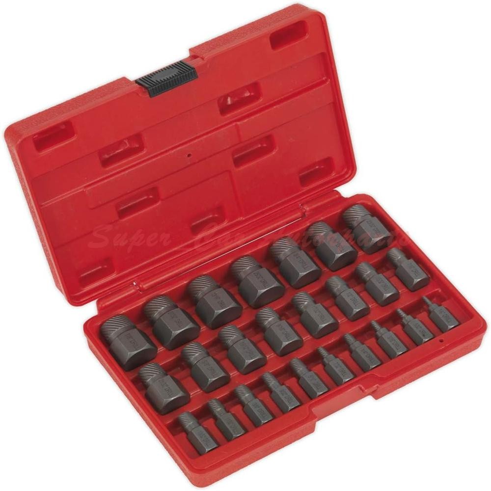 25 Pcs Multi-Spline Screw Extractor Set Hex Head Bit Socket Wrench Bolt Remover