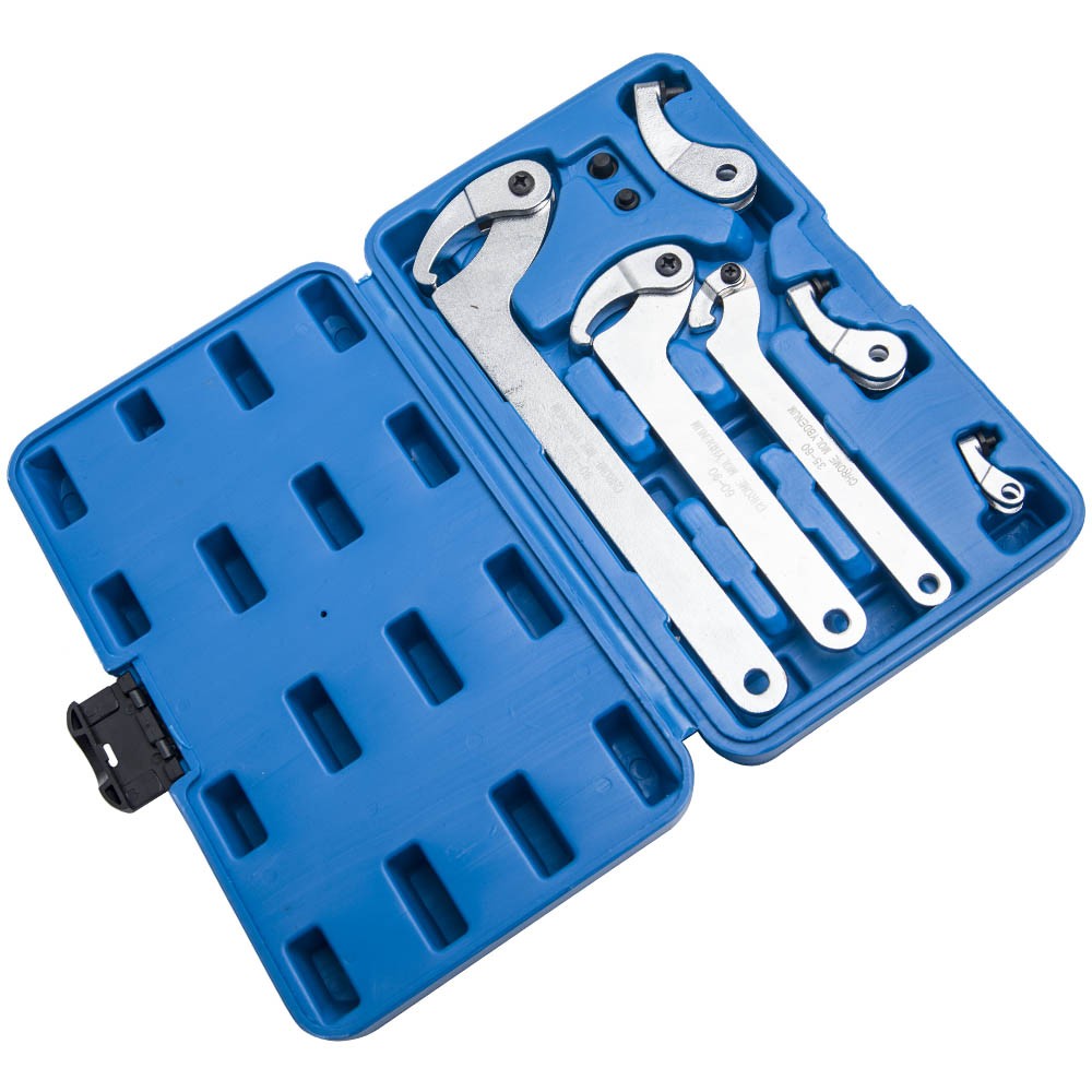 Adjustable Hook & Pin Spanner Wrench Tool Set Locking Nut Wrench 35-120mm New