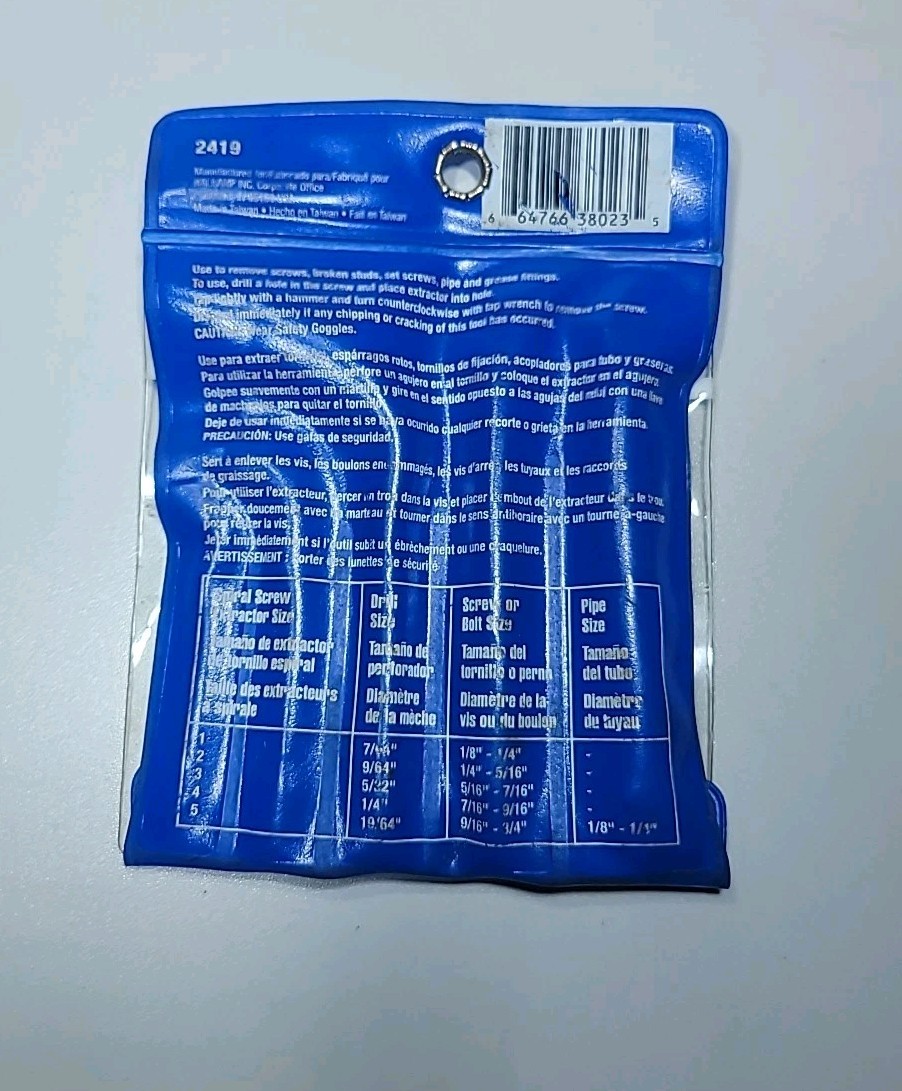 Napa Spiral Screw Extractor Set