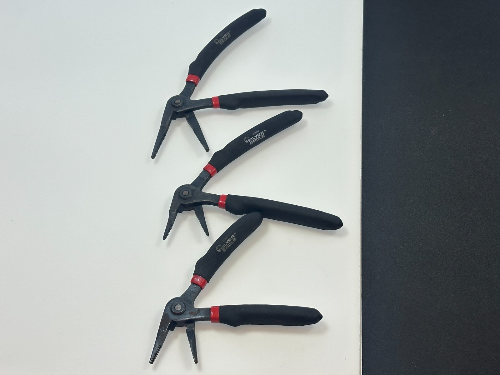 Matco Silver Eagle 3pc Pistol Grip Needle Nose Pliers Set Lot Black Soft Grip