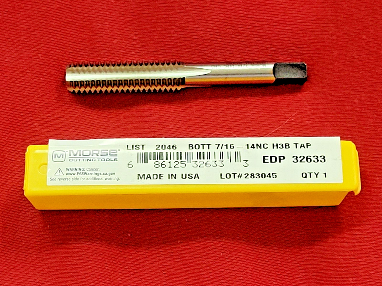 7/16-14 Bottom Tap Morse MT3732633 HSS 4FL NC Hand GH3 USA