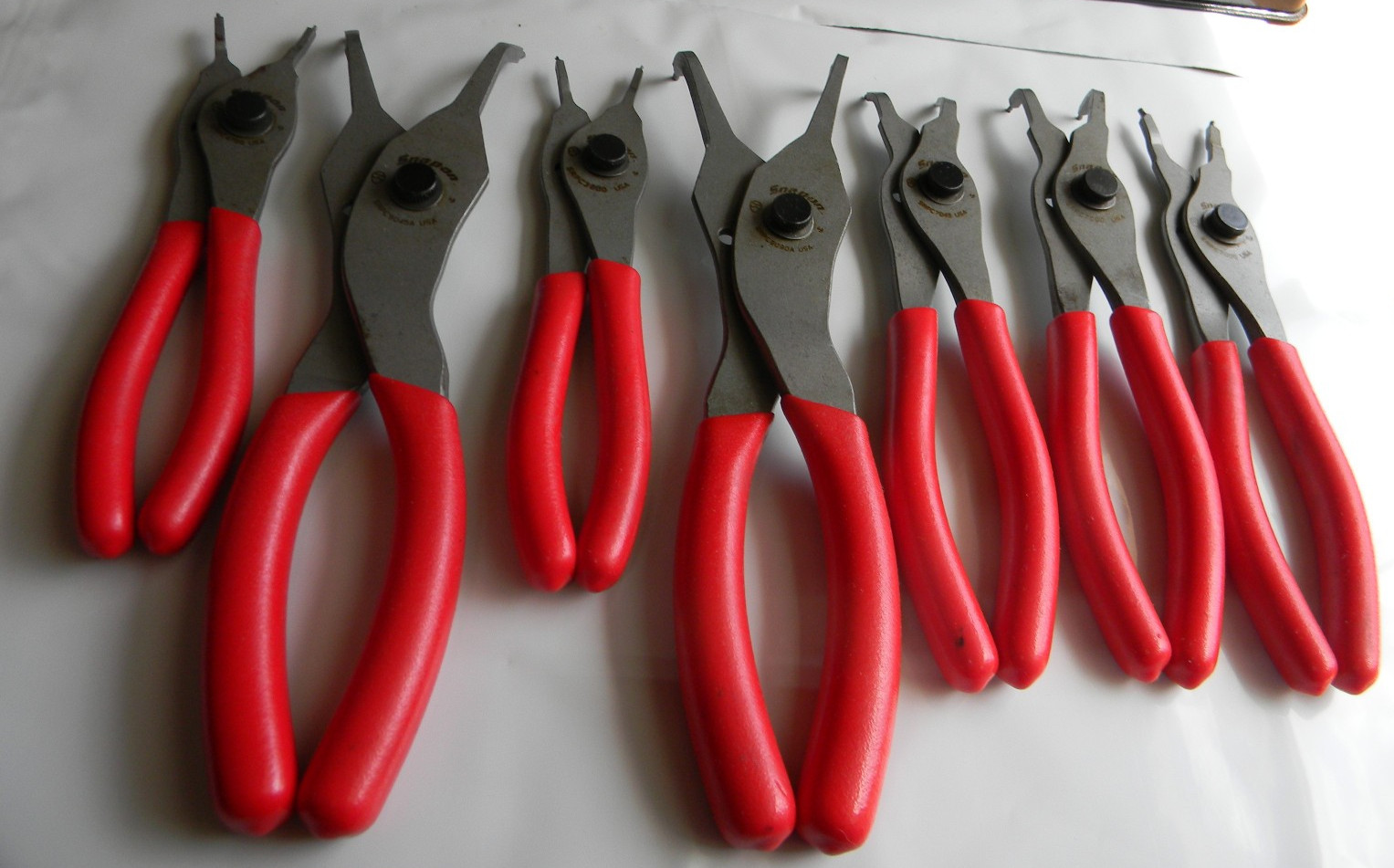 SNAP-ON 7PC RED VINYL GRIP SNAP RING PLIER SET #SRPC107 MADE IN THE USA