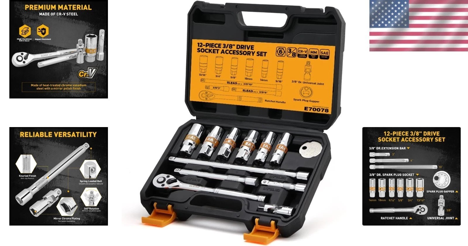 Efficient Spark Plug Socket Set – 12-Piece with Easy Identification & Storage