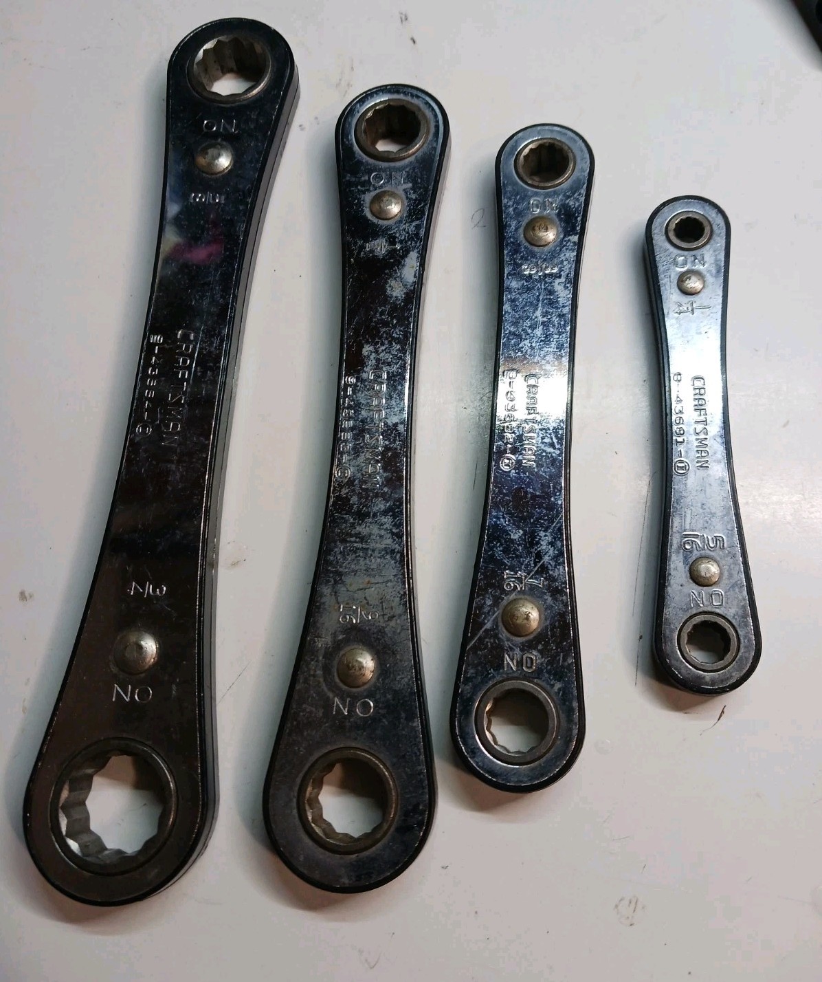 Craftsman USA Flip Ratcheting Wrench Lot 4pcs Sizes 5/16-1/4 to 5/8-3/4