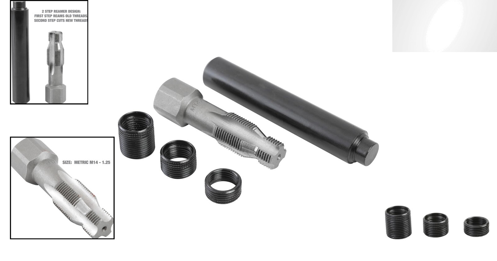 5-Piece Spark Plug Saver Kit M14-1.25: Thread Repair with Reamer & Inserts