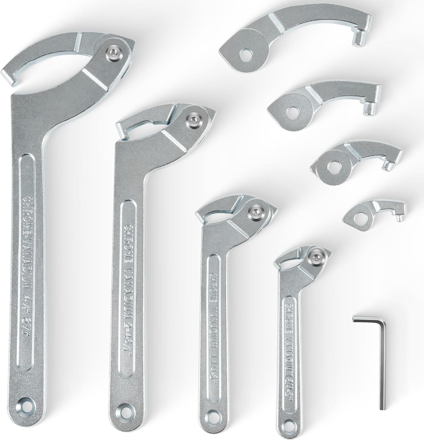 Adjustable Pin Spanner Wrench Tool Set, 3/4″ to 6-1/10″ Coilover Hook Wrench