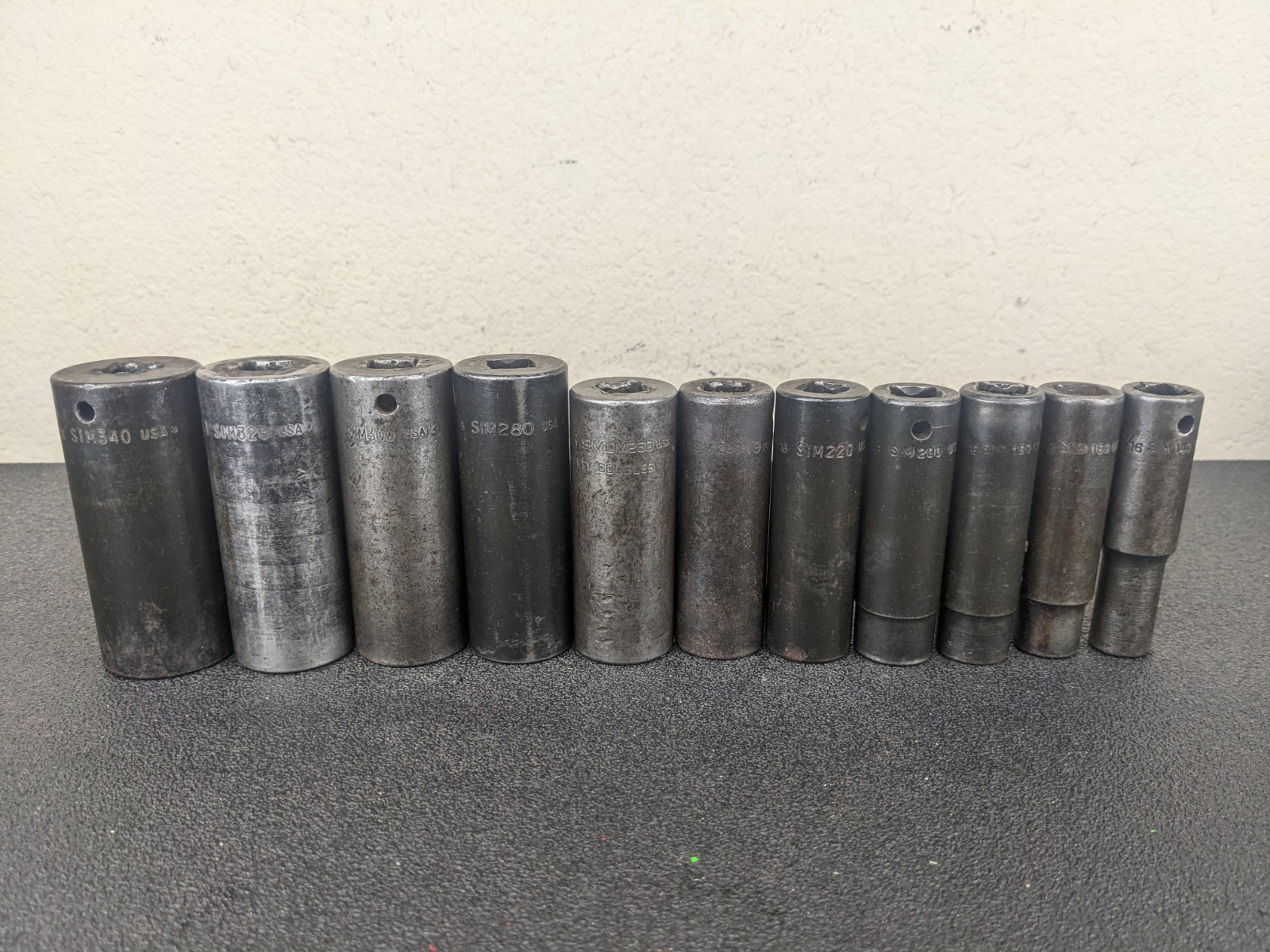 #as294 Snap On SIM 1/2″ Drive 7/16″ 1-1/16″ SAE Deep 6 Point Impact Socket Set