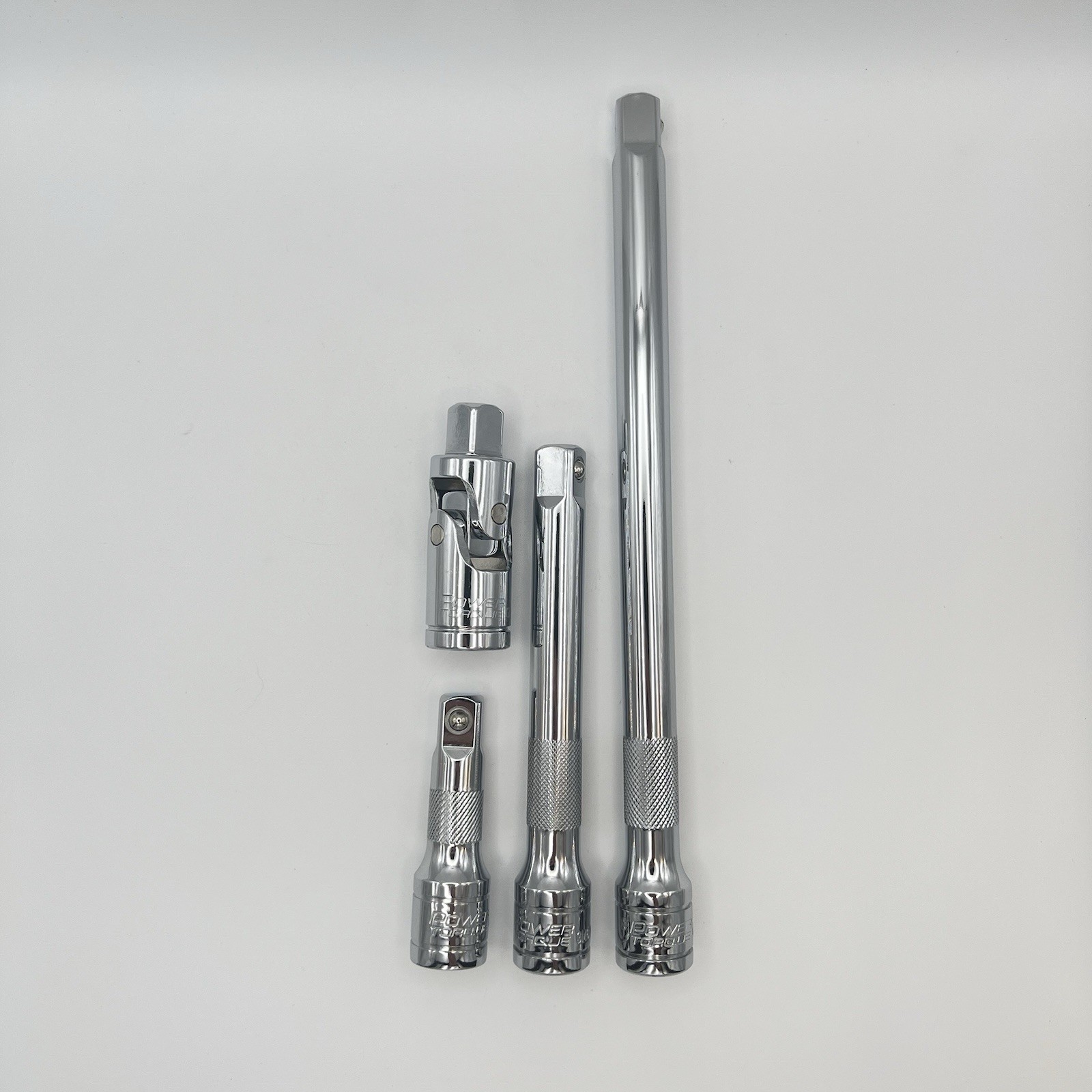 Power Torque 4pc 1/2 Inch Drive Socket Extension Bar Set 3”, 6”, & 10” w/ Swivel