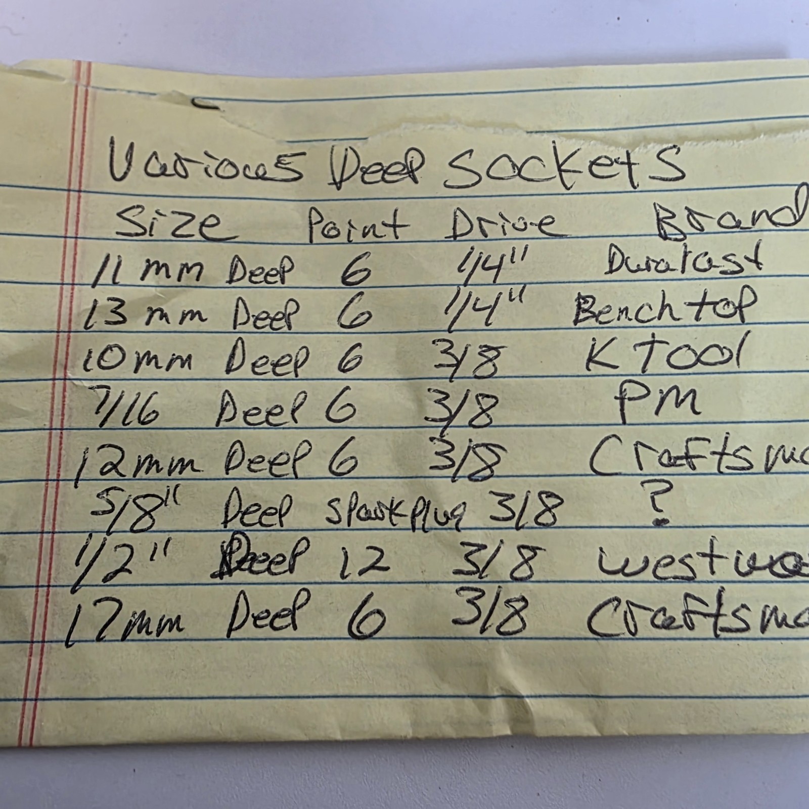 Used Various Deep Sockets Assorted Sizes *See Pics For List #982