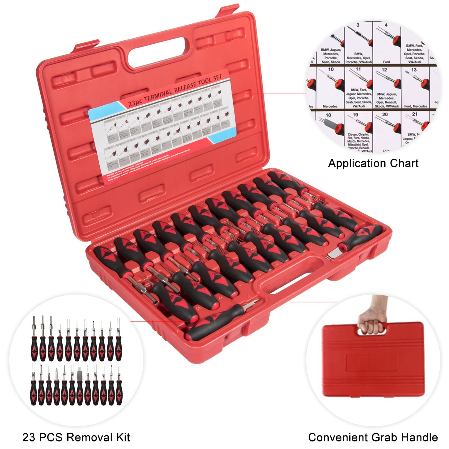 Universal Terminal Release Tools Set Electrical Connector Removal Kit 23-Piece