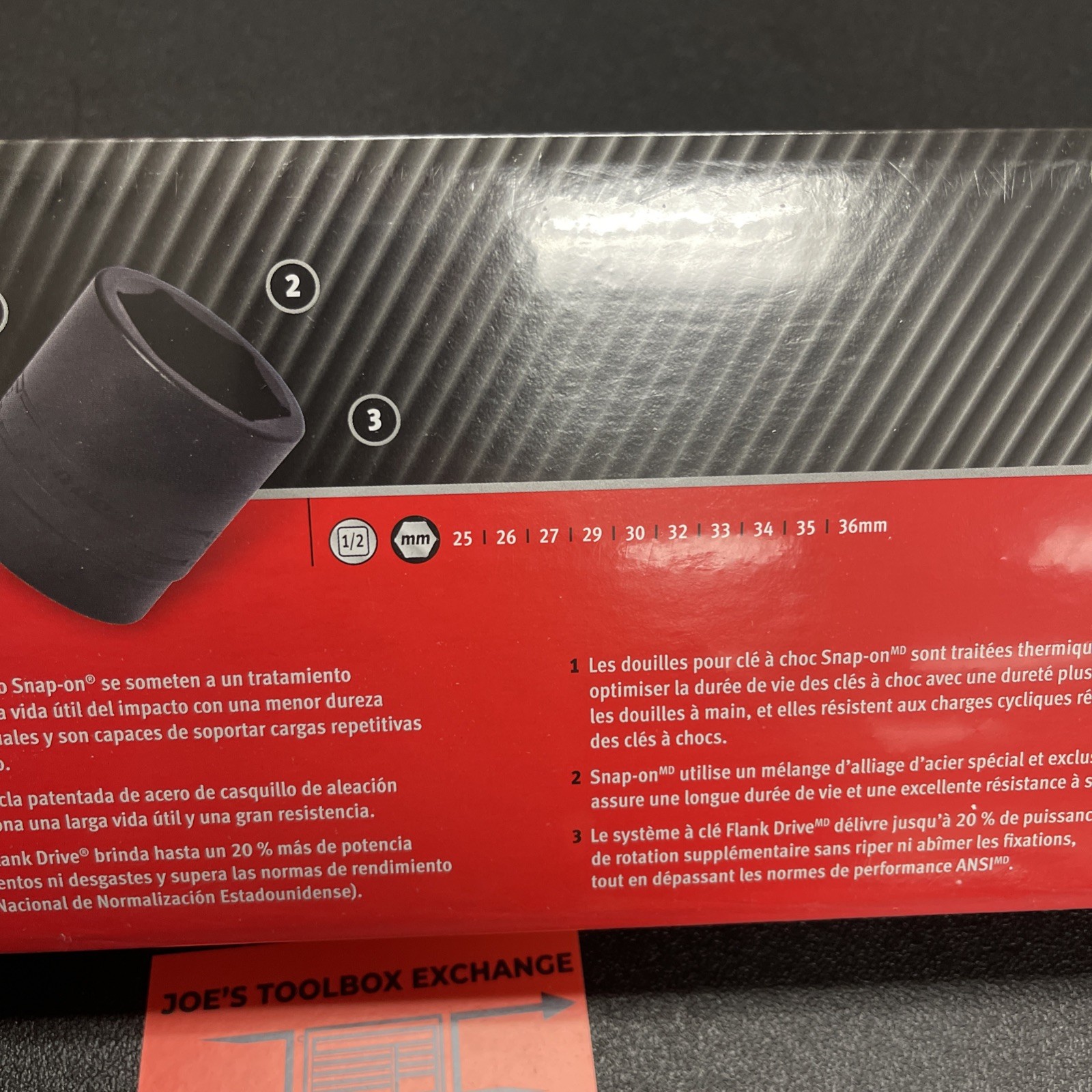 Snap-on NEW 10pc 1/2″ Dr Metric Shallow Impact Socket Set 25–36mm 310IMMADDON