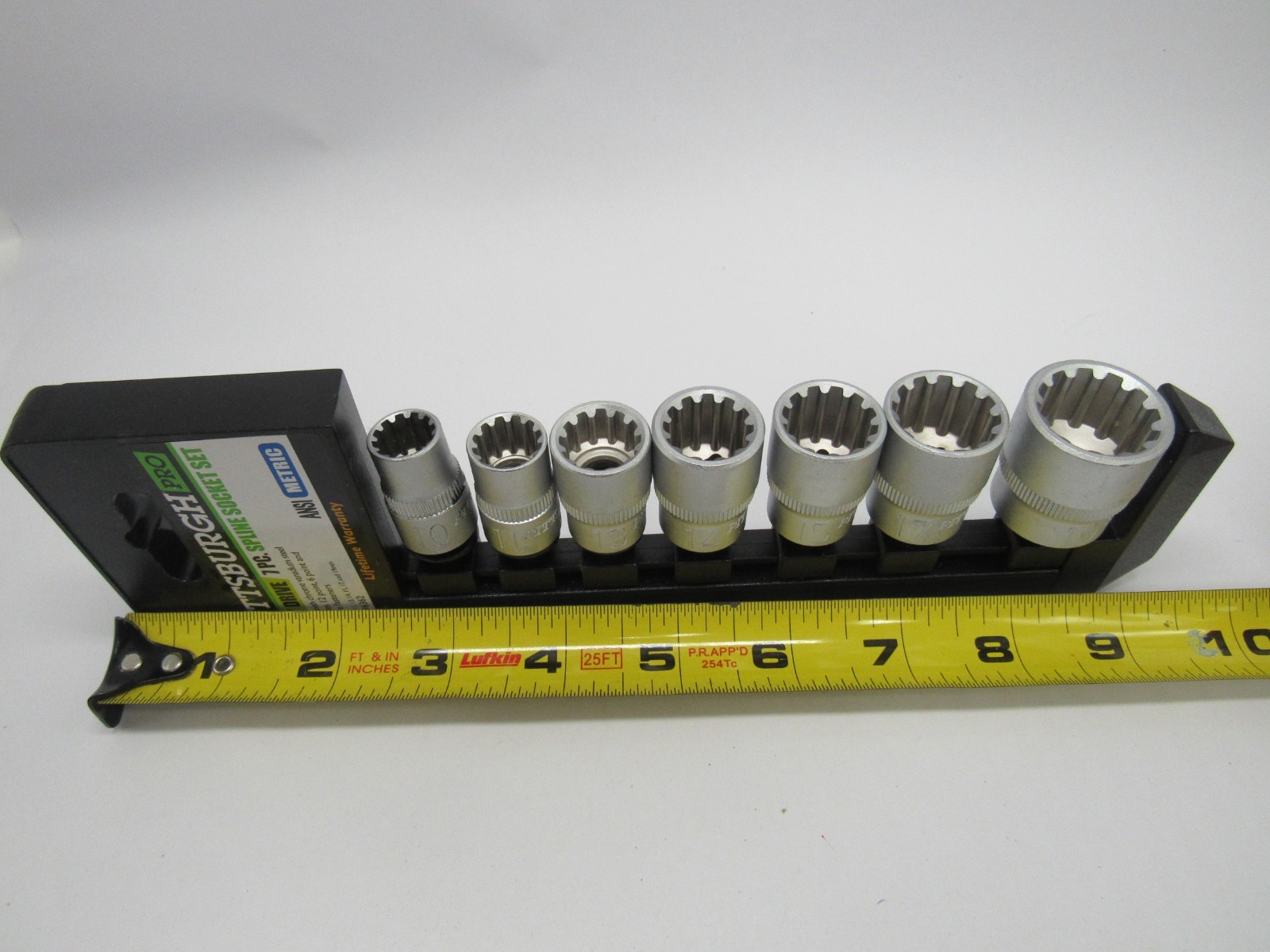 Pittsburgh Pro 3/8″ drive. 7pc spline socket Set 12 point 6 point & square faste
