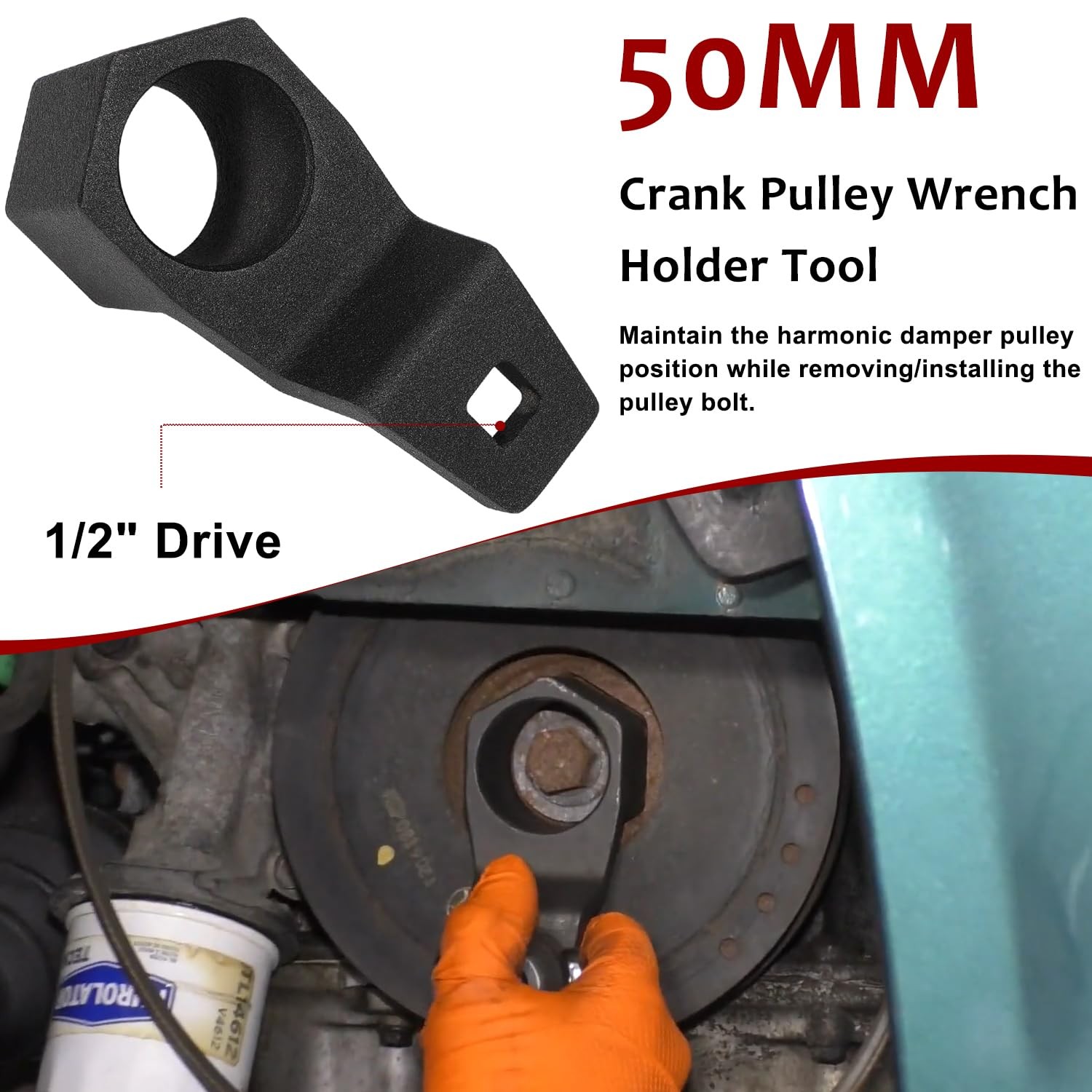 19mm Harmonic Balancer Socket & 50mm Crank Pulley Wrench Tool for Honda Acura
