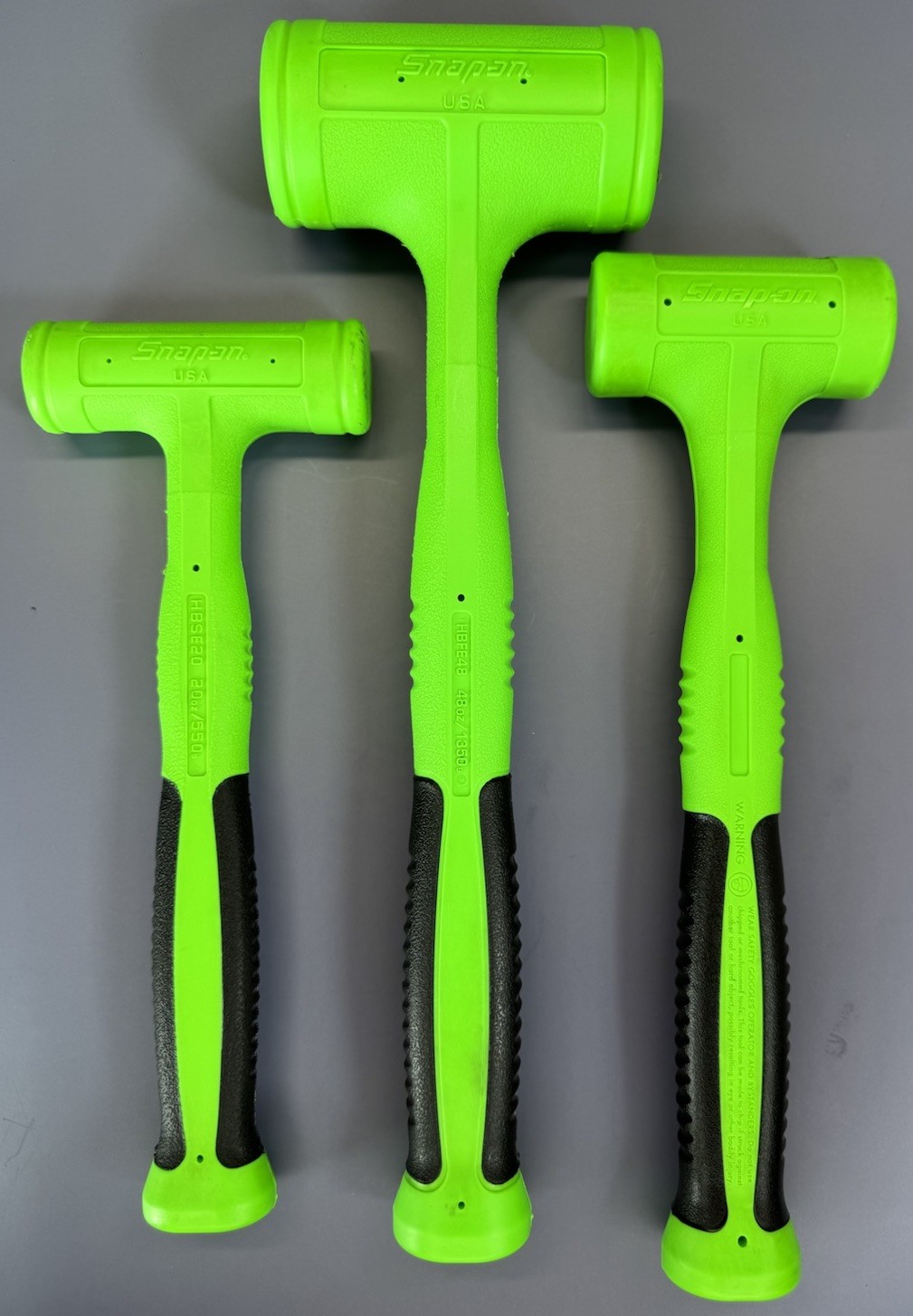 Snap-on HBFE6FG 16 20 24 32 48 56 oz 6-pc Green Dead Blow Hammer Foam Set