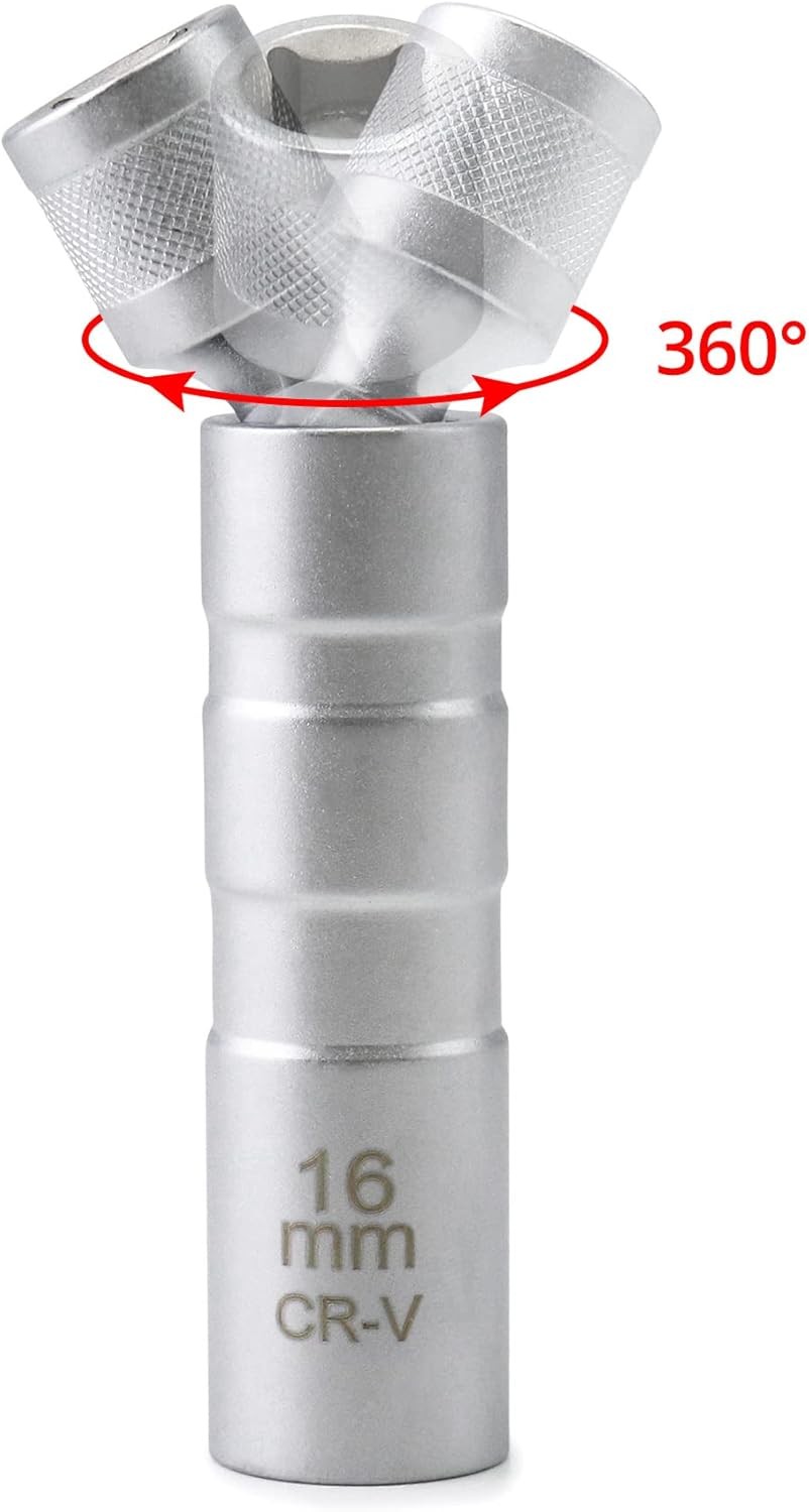 QWORK 14mm&16mm Magnetic Swivel Spark Plug Socket, Thin Wall Magnetic…