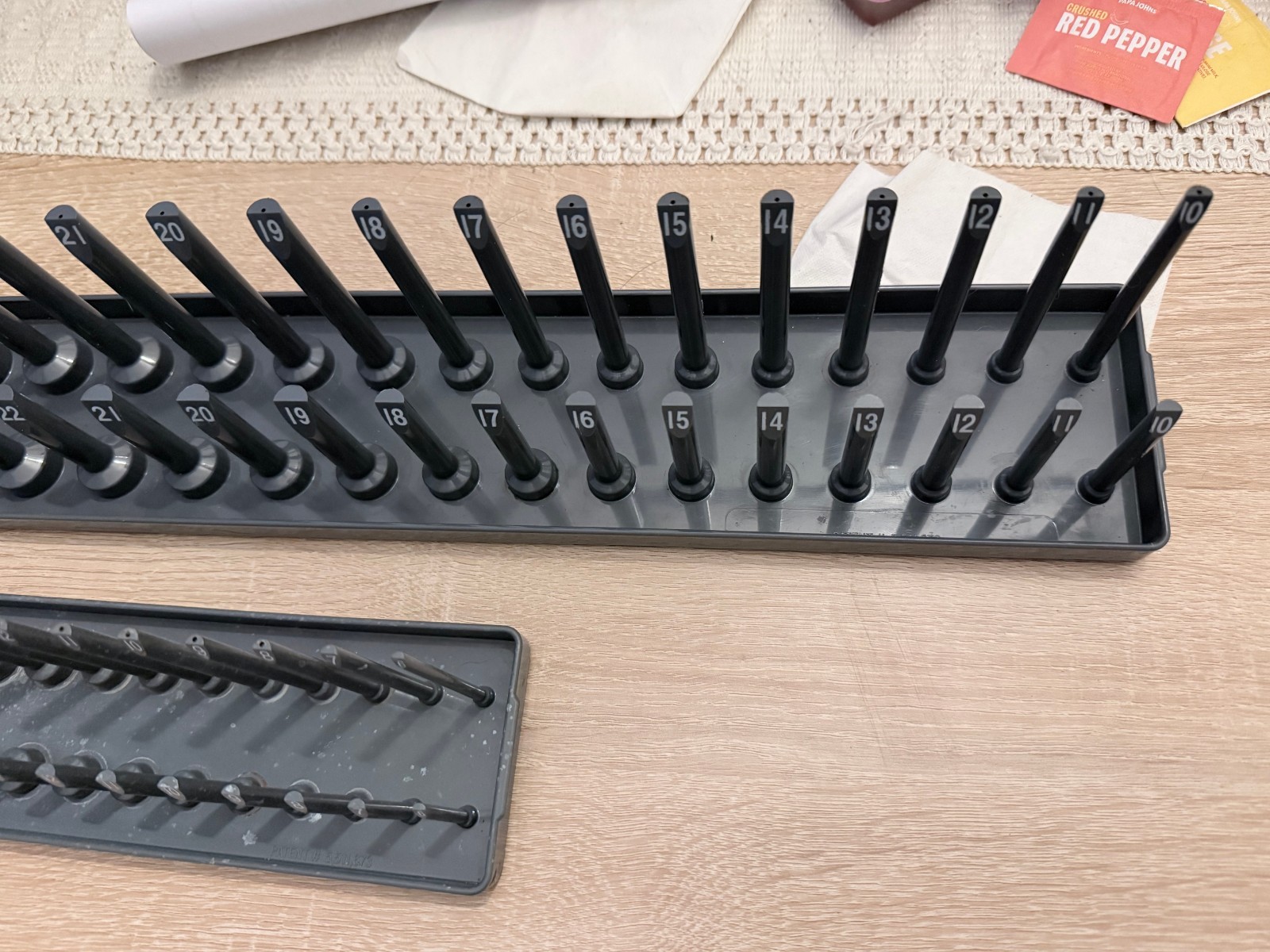 Snap On 1/2 3/8 METRIC 2 Row Post Style DEEP Socket Tray GRAY YA12MET YA38MET