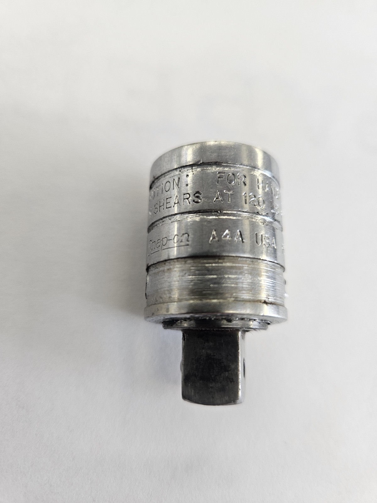 BROKEN SNAP ON A4A 1/2 TO 3/8 REDUCER / ADAPTER. CHROME.