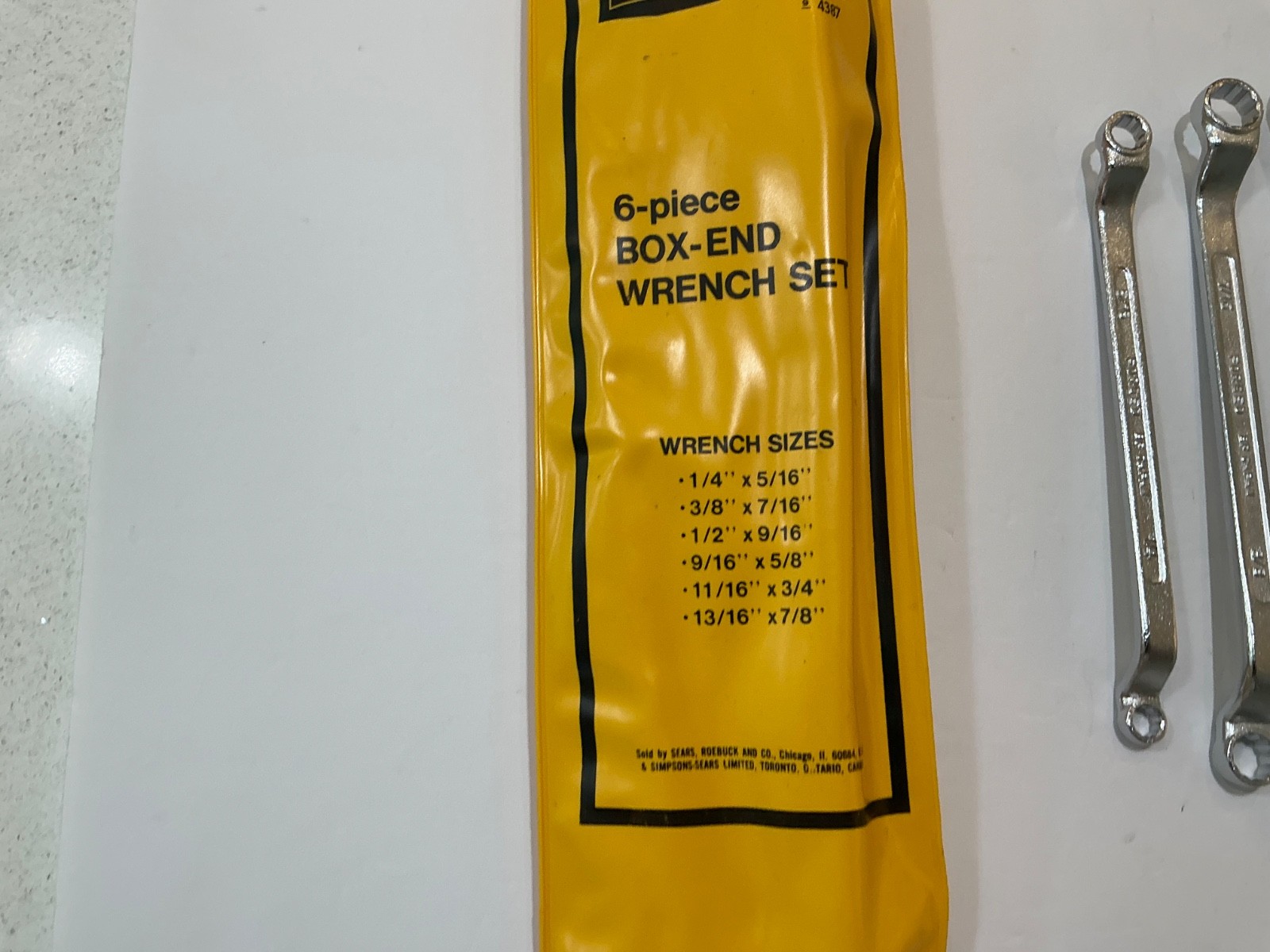 Vintage NOS Sears brand 6 box end wrench set SAE 4387 1/4” to 7/8” Japan