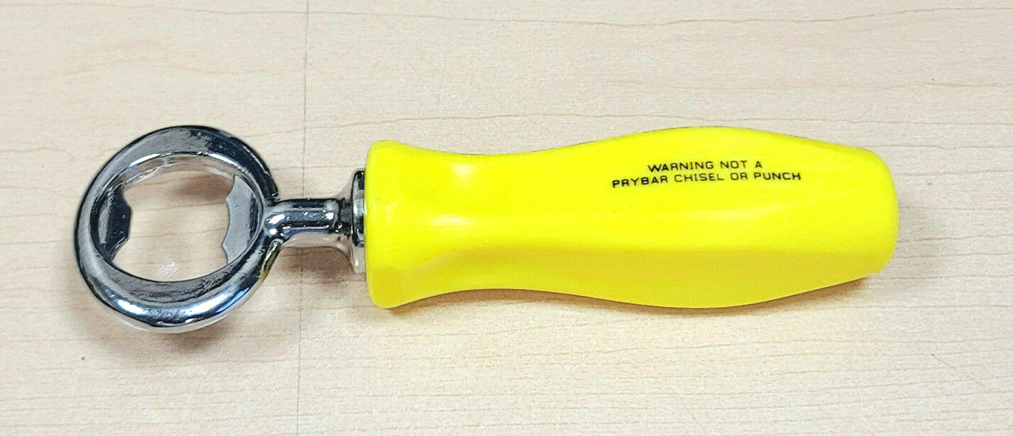 Snap On Deep Hi Viz Yellow Hard Plastic Handle Bottle Opener AWESOME Gift Idea