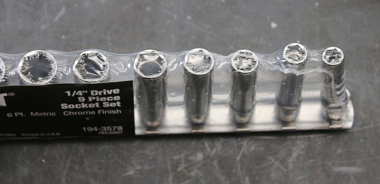 CAT Caterpillar 194-3578 9 pc Socket Set 1/4 Drive DEEP METRIC 6-Point 6mm-14mm