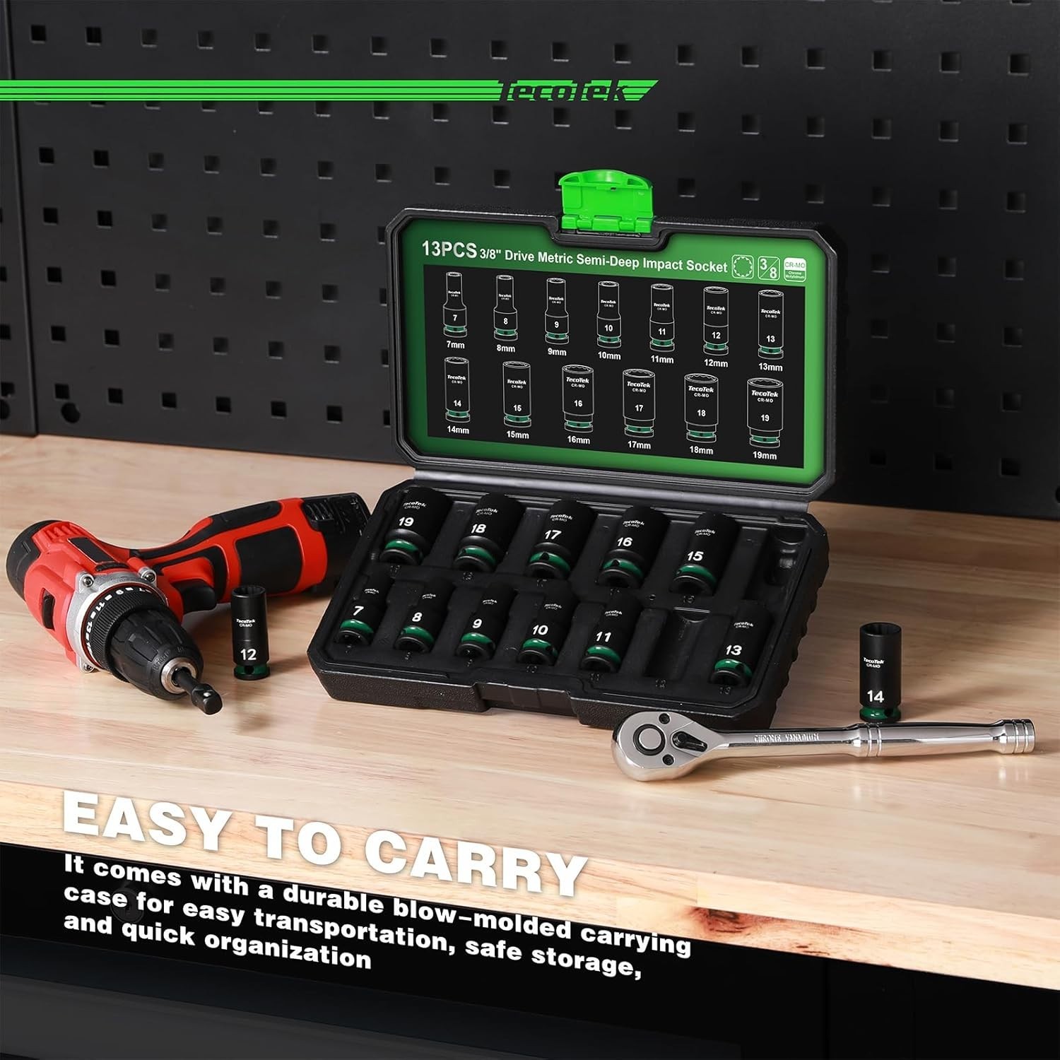 12-Point Impact Socket Set 7-19mm 3/8in Drive Chrome Molybdenum Steel