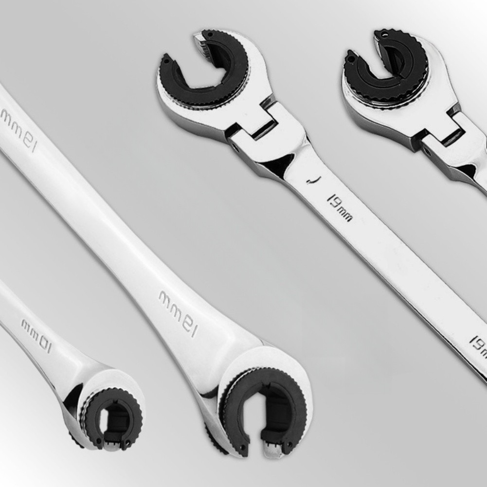 819mm Metric Ratcheting Tubing Wrench Fix Open End Tool for Tight Spaces