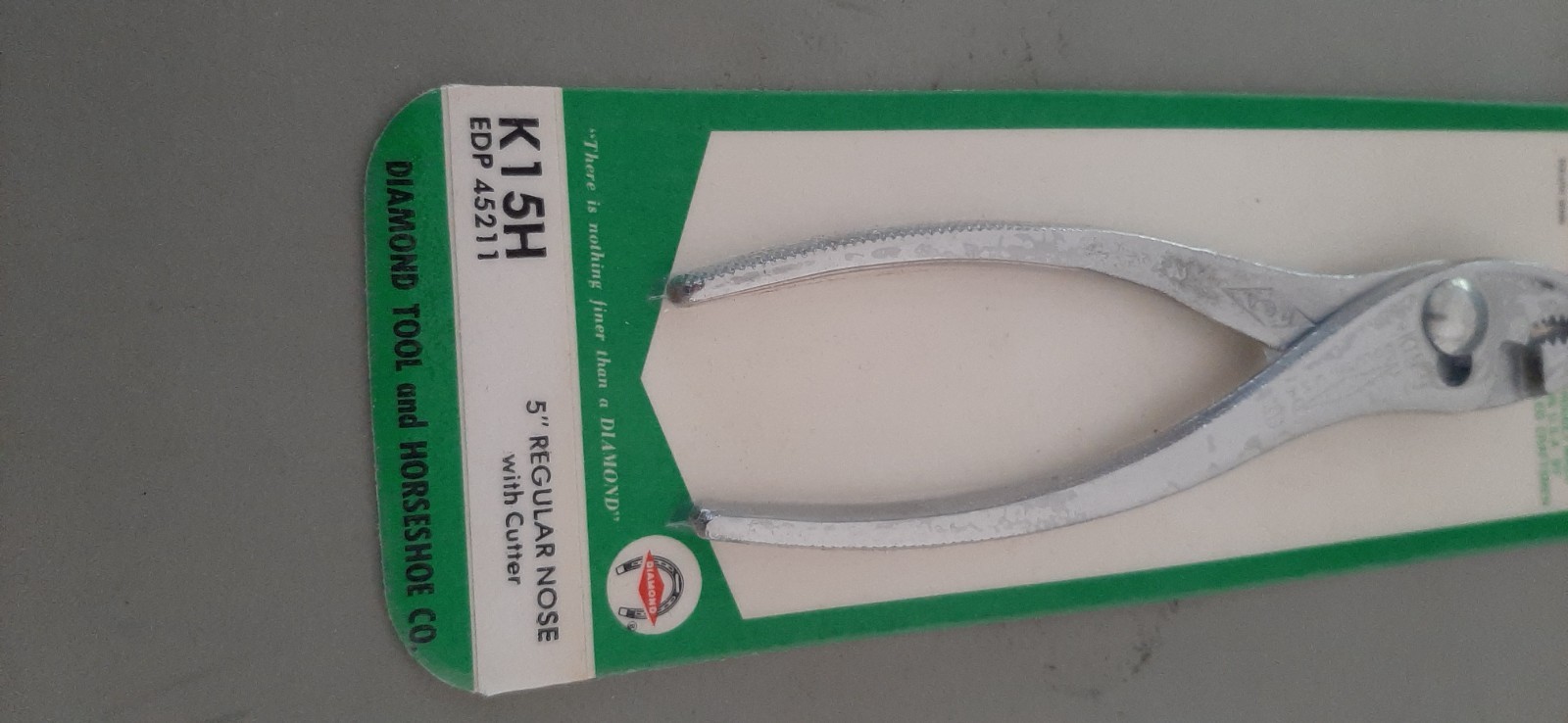 NOS Diamond Tool Horseshoe Regular Nose w/ Cutter Slip Joint Pliers K15 K15H 9R