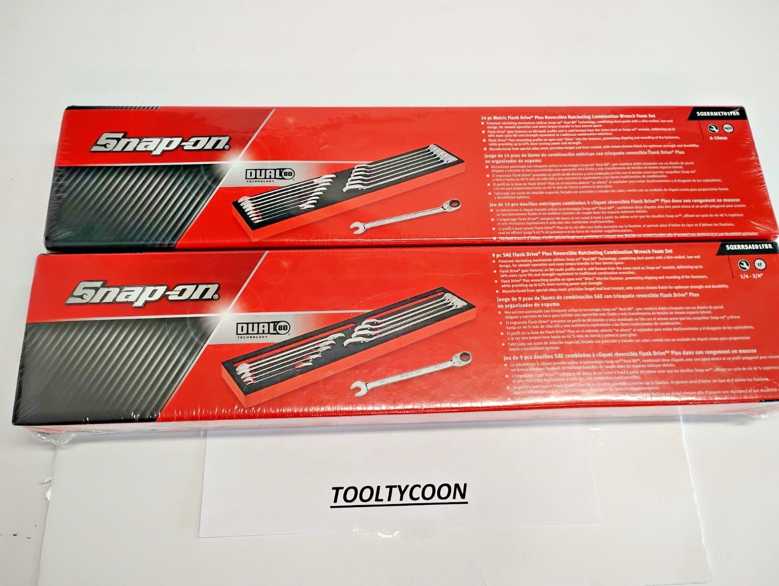 Snap-on Tools NEW 23pc Metric & SAE Reversible Ratcheting Combo Wrench Foam Set