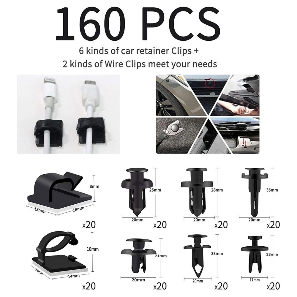 200Pcs Car Trim Removal Tool Set Hand Tools Pry Bar Panel Door Interior Clip Kit