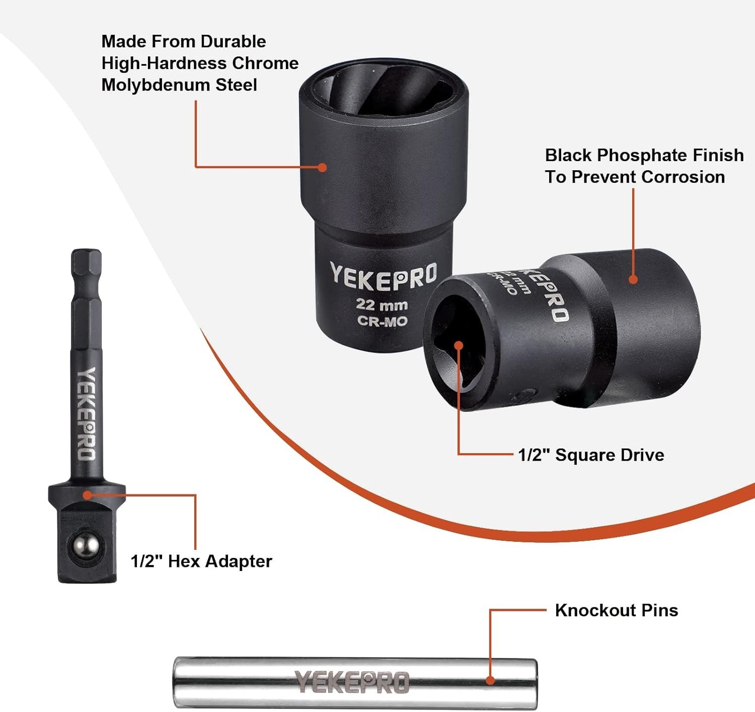 Lug Nut Removal Tool Set, Impact Twist Socket Extractor Kit