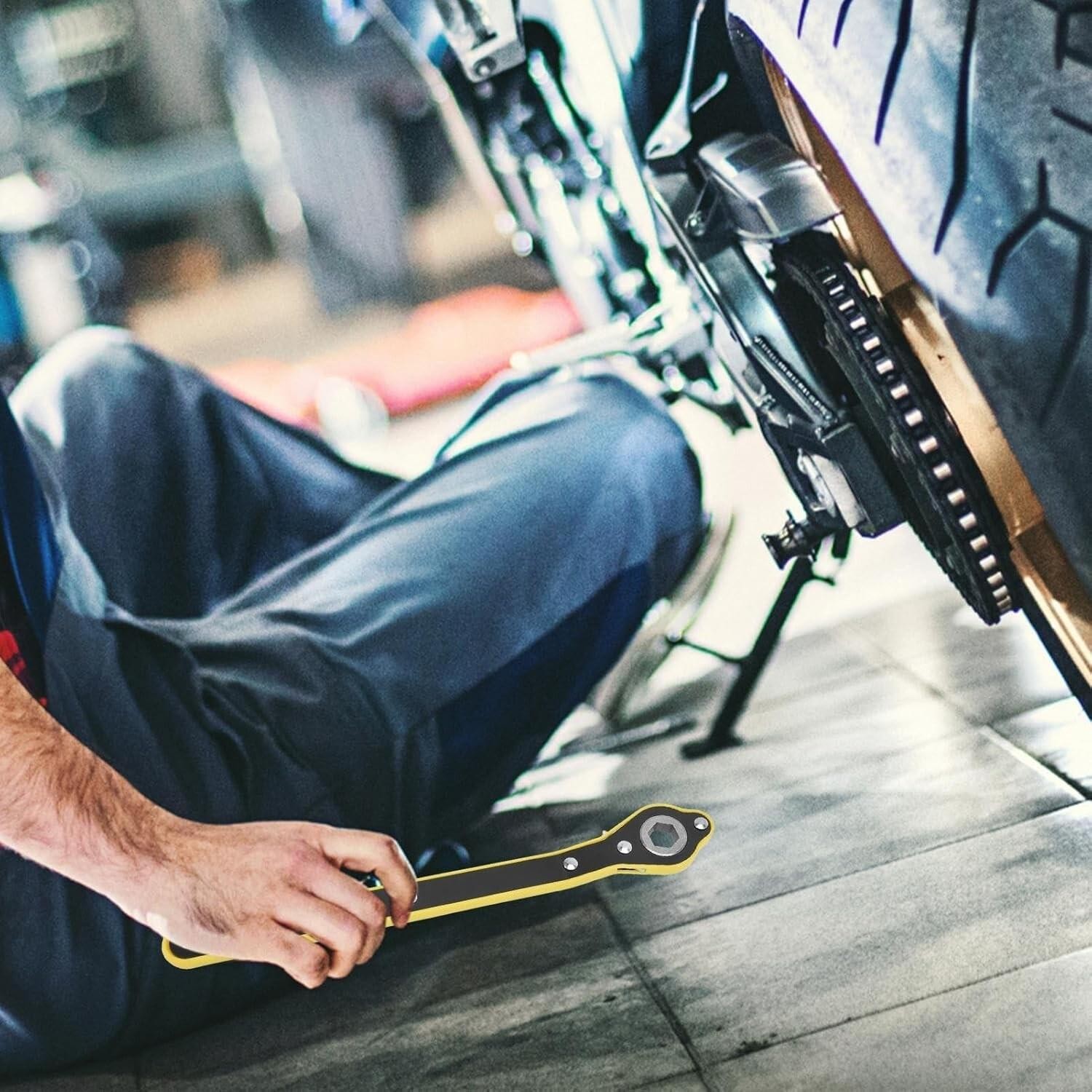 Yellow/Black Car Jack Ratchet Wrench Tire Wheel Lug Wrench Hand Repair Tool Auto