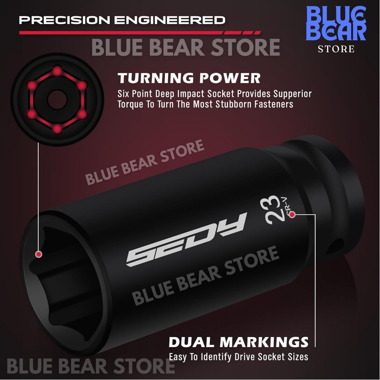 1/2″ Drive Heavy Duty Impact Socket Set Deep Shallow Metric SAE w Extension Bars