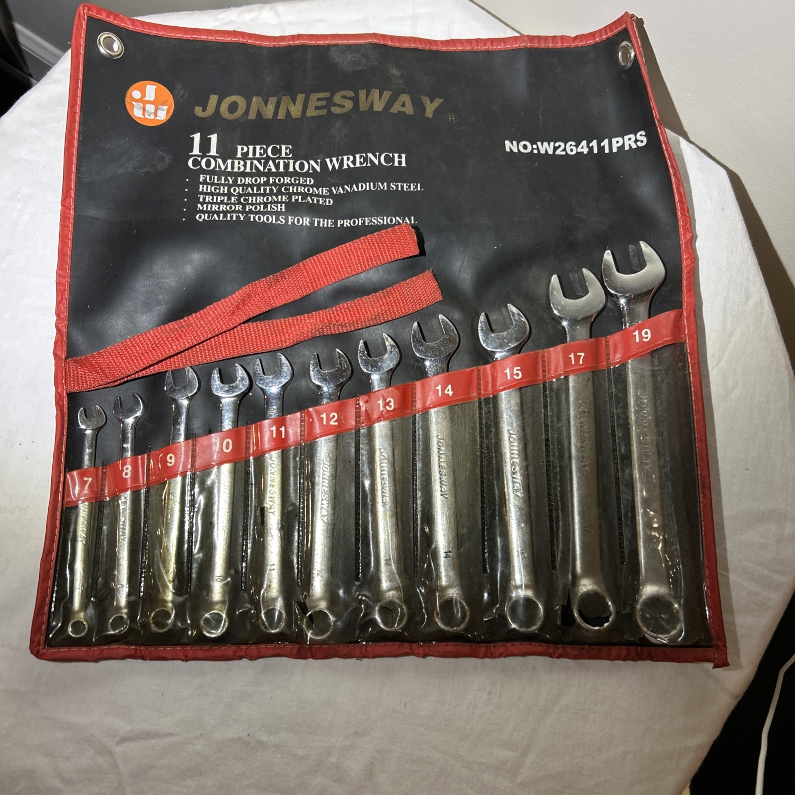 Jonnesway No. W26411PRS 11 Piece Combination Wrench Set Metric 7 to 19 mm