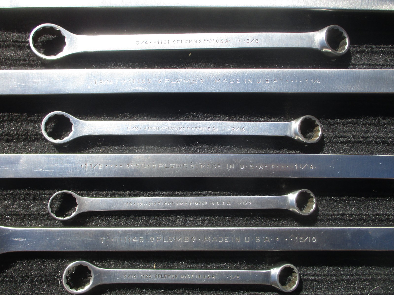 Plomb, Plvmb polished Box Wrench set 5/16 to 1 3/8, 1100 series