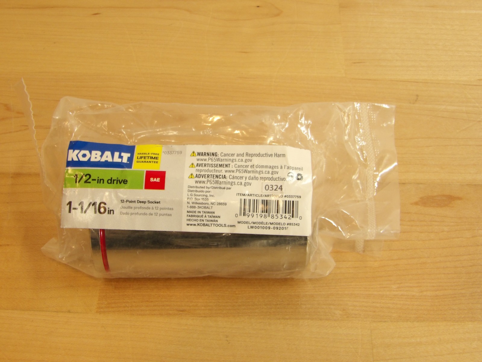 Kobalt 1/2″ Drive 12 Point SAE Deep Socket Chrome 1-1/16 in #0337759 NEW w/ Tag