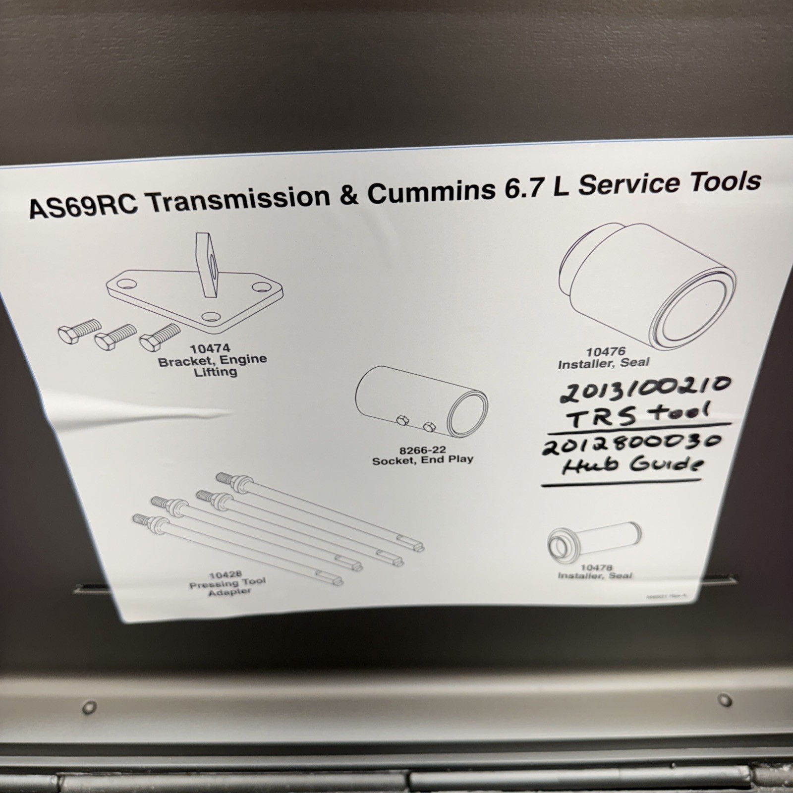 Miller 10484 AS69RC 6.7L Cummins Transmission Specialty Kit Complete Tool SKU2