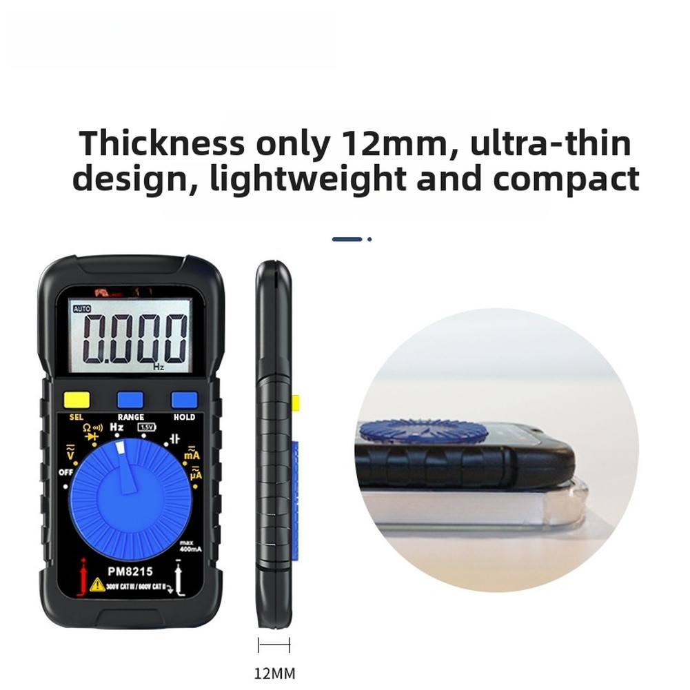 PM8215 Digital Multimeter Pocket Size AC DC Voltage Current Tester 3999 Count