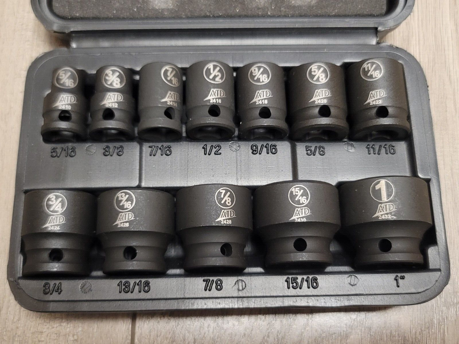 ATD 12pc 3/8dr Short 6pt Impact Socket Set w/Case 5/16″ to 1″ #2250